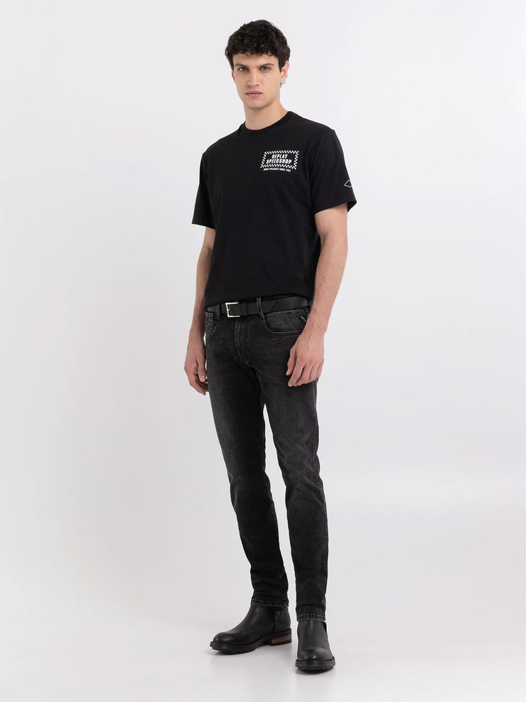 REPLAY JERSEY T-SHIRT WITH BIKER PRINT