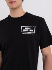 REPLAY JERSEY T-SHIRT WITH BIKER PRINT