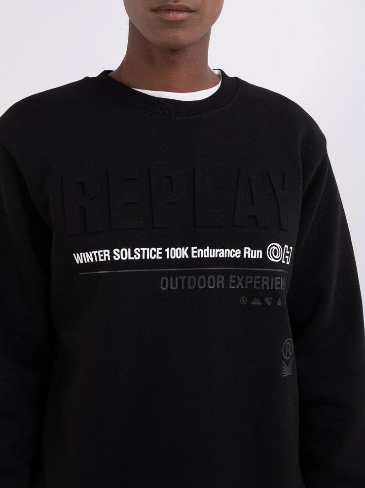 REPLAY CREWNECK SWEATSHIRT WITH OUTDOOR PRINT