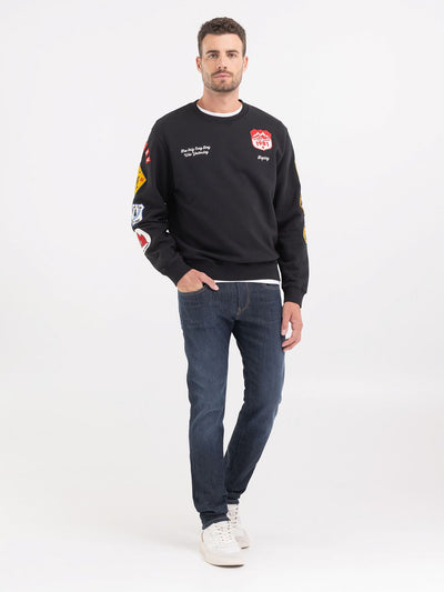 REPLAY COTTON SWEATSHIRT WITH BADGES