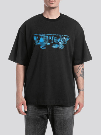 REPLAY CREW-NECK T-SHIRT WITH REPLAY X GARRIX LOGO AND LETTERING