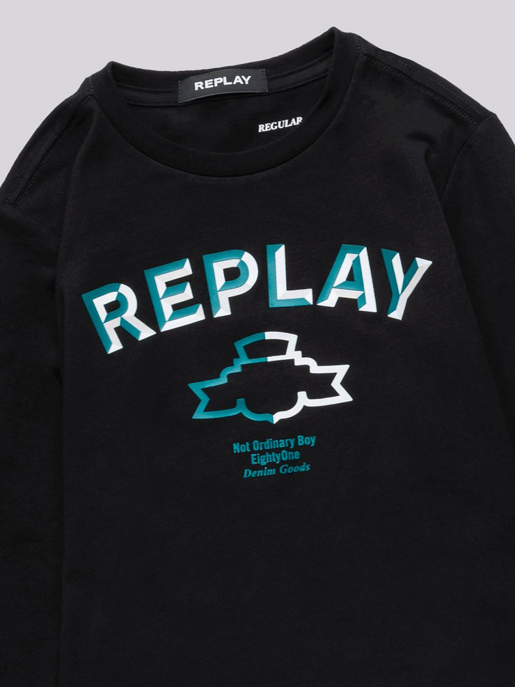 REPLAY LONG-SLEEVED T-SHIRT WITH ARCHIVE LOGO