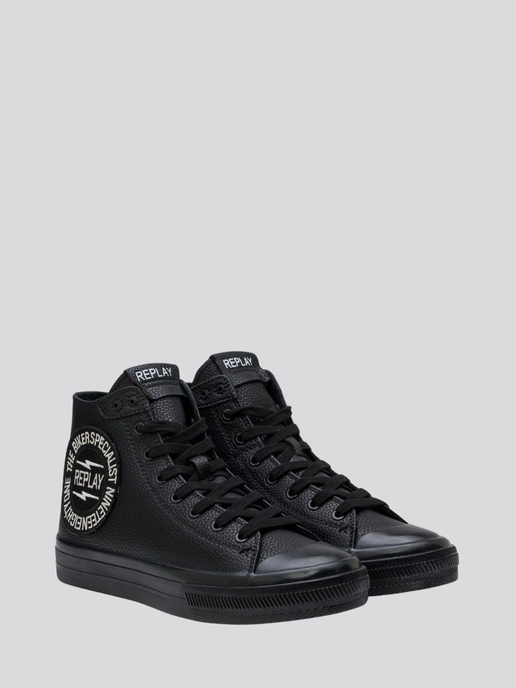 REPLAY SNAP BIKER MID CUT SNEAKERS WITH LACES