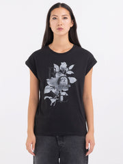 REPLAY JERSEY T-SHIRT WITH PRINT