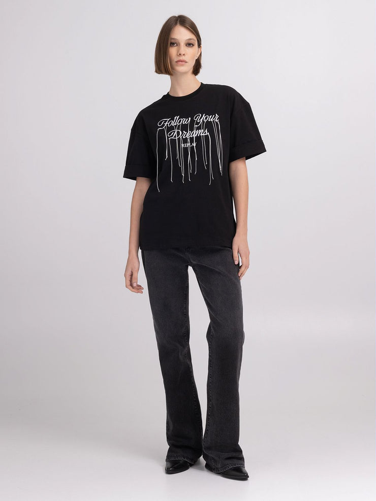 REPLAY OVERSIZED T-SHIRT IN JERSEY