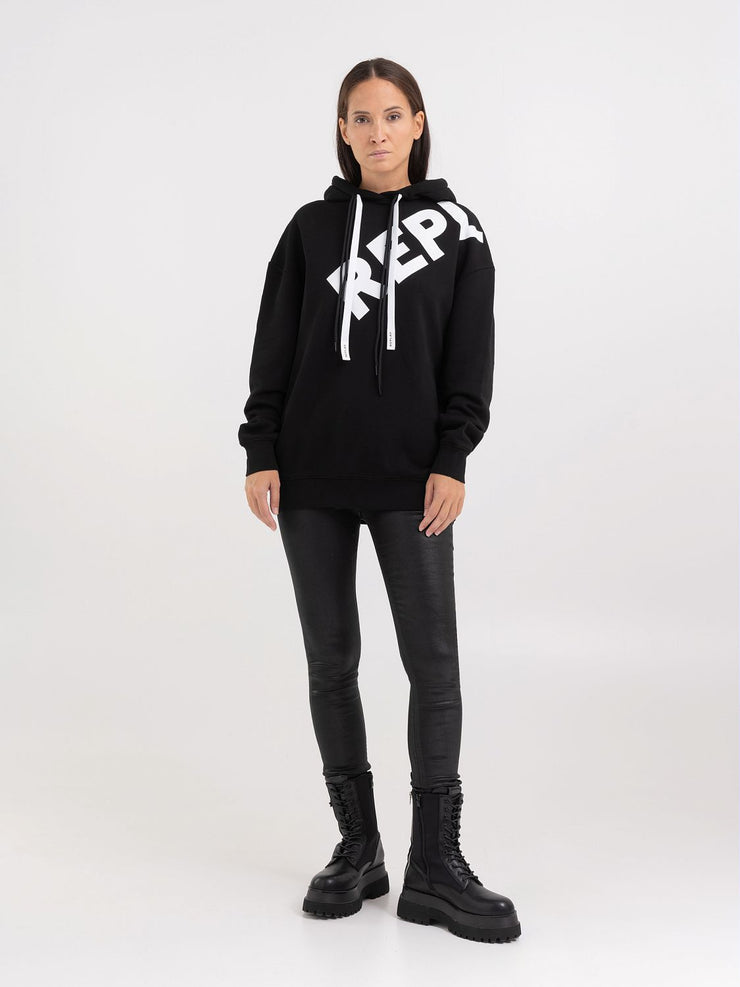 REPLAY SWEATER WITH HOOD AND REPLAY PRINT