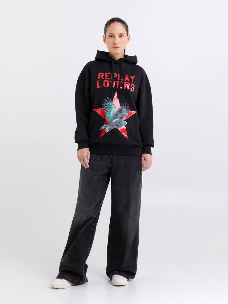 REPLAY OVERSIZED SWEATER WITH HOOD