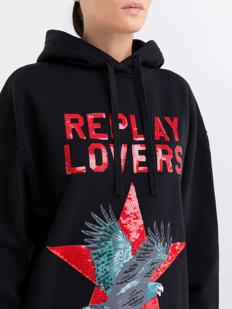 REPLAY OVERSIZED SWEATER WITH HOOD
